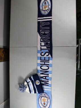 Manchester City Football Club Fan Scarf and Beanie with Official Logo